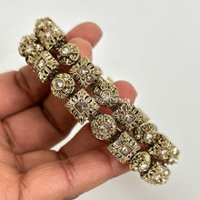 Bollywood Style Polki Kundan antique dull gold finish Bangles Set(2 PC)/Punjabi bangles/Bridal bangles/Indian wedding jewelry/pakistani/Kada