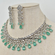 Mint CZ diamond Bridal Necklace Jewelry, Prom Jewelry, Mother of the Bride Teardrop Crystal Necklace, Bridesmaid, Graduation gift
