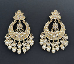 Kundan Long Earrings/Indian Earrings/pearl Earrings/Pakistani Earrings/Statement Earrings/Long chandelier/bridal earrings/Indian wedding