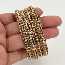 Pearl Bangles Set 4pc/Antique gold Pearl Bangles/Indian Bangles/Indian wedding/bridal jewelry/Statement bangles/