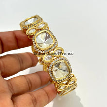 Gold Faux uncut Polki Victorian Bangles(1Pc)/Size 2.6/2.8 openable/Uncut Polki bangles/Indian wedding/Bridal/Bollywood/Celebrity/Indian