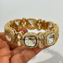 Gold Faux uncut Polki Victorian Bangles(1Pc)/Size 2.6/2.8 openable/Uncut Polki bangles/Indian wedding/Bridal/Bollywood/Celebrity/Indian