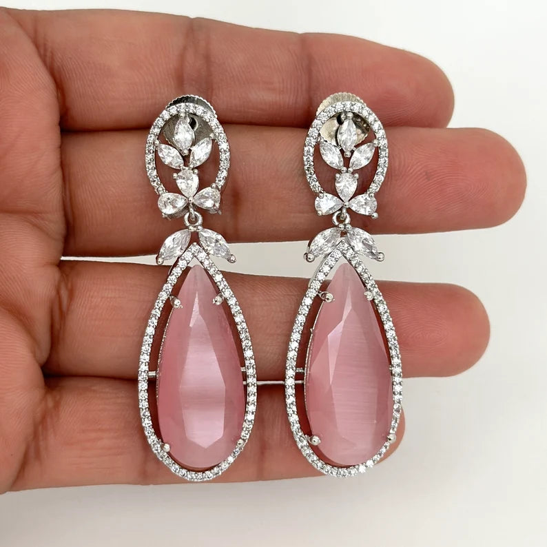 American Diamond earrings/Indian Jewelry/Pakistani Jewelry/Bollywood Jewelry/CZ earrings/AD earrings/Statement earrings/Gift for her