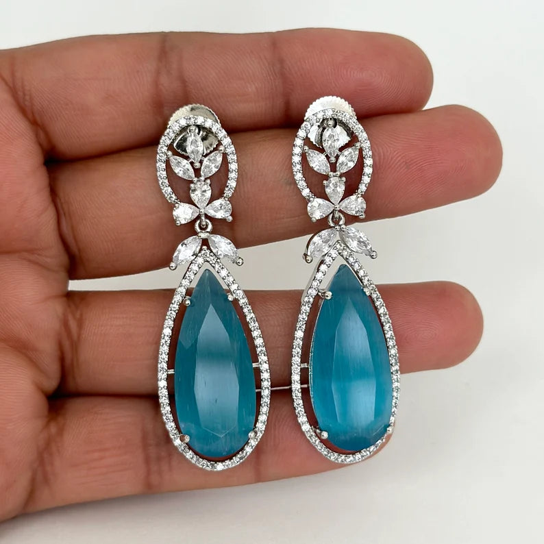 American Diamond earrings/Indian Jewelry/Pakistani Jewelry/Bollywood Jewelry/CZ earrings/AD earrings/Statement earrings/Gift for her