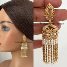Long Gold Plated Polki Jhumka/Polki stone Jhumka/Indian Jewelry/Pakistani/Punjabi/Indian/Statement earring/Bridal earring/Indian wedding