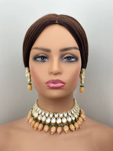 Peach Jadau Kundan Rajwada Necklace, Bollywood Jewelry Indian Pakistani Wedding Jewelry