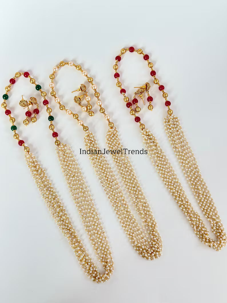 Antique Long gold plated mala Necklace/Indian Long Necklace/Pakistani Jewelry/Necklace Mala/Indian/Punjabi Jewelry/Indian Wedding/Rani Haar