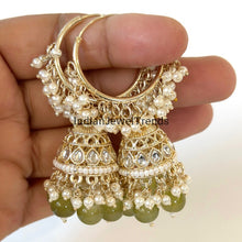 Gold Kundan Hoop Earrings/Bali Jhumkas/Traditional ethnic hoop earrings/Trendy hoop earrings/Bridal jewelry/Pakistani/Punjabi/hoop jhumka