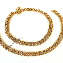 Gold Plated Polki Anklet Pair/ Payal/Jhanjran/Panjeb/Pajeb/Indian Traditional Anklets/Indian Jewelry/ Pakistani Jewelry/ Boho