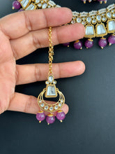 Purple Kundan Necklace Set, Pearl Kundan Choker, Bollywood Jewelry, Indian Pakistani jewelry for wedding