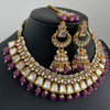 Purple Kundan Necklace Set, Pearl Kundan Choker, Bollywood Jewelry, Indian Pakistani jewelry for wedding
