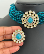 Blue Victorian Fine Kundan Necklace/Kundan Choker/Bollywood Jewelry/Indian wedding/Bridal jewelry/Indian Wedding/Pakistani/Punjabi