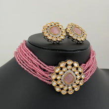 Pink Victorian uncut polki Necklace, Sabyasachi Necklace, Statement Necklace, Semi Precious Designer necklace