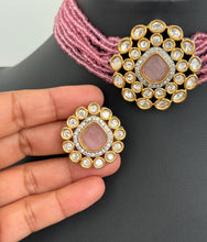 Pink Victorian uncut polki Necklace, Sabyasachi Necklace, Statement Necklace, Semi Precious Designer necklace