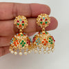 Gold Plated Jadau Jhumka/Stone Jhumka/Light weight Jhumka Earrings/Indian Jewelry/Pakistani/Punjabi/Indian/Indian wedding