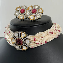 Ruby Victorian Dual Finish Premium kundan silver foiled necklace/Kundan choker/statement/Bollywood/Pakistani/Punjabi/Bridal/Indian wedding
