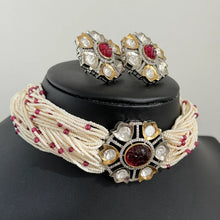 Ruby Victorian Dual Finish Premium kundan silver foiled necklace/Kundan choker/statement/Bollywood/Pakistani/Punjabi/Bridal/Indian wedding