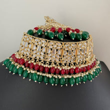 Ruby Green Pearl Kundan Choker set/Indian Jewelry/Pakistani necklace/indian wedding set/Bridal necklace set/bollywood jewelry/punjabi