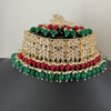 Ruby Green Pearl Kundan Choker set/Indian Jewelry/Pakistani necklace/indian wedding set/Bridal necklace set/bollywood jewelry/punjabi