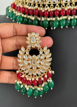 Ruby Green Pearl Kundan Choker set/Indian Jewelry/Pakistani necklace/indian wedding set/Bridal necklace set/bollywood jewelry/punjabi
