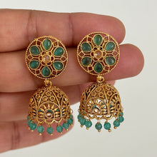 Gold plated Polki Jhumka/stone Jhumka/Indian Jewelry/Pakistani/Punjabi/Indian/Statement earring/Bridal earring/Indian wedding