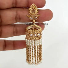Long Gold Plated Polki Jhumka/Polki stone Jhumka/Indian Jewelry/Pakistani/Punjabi/Indian/Statement earring/Bridal earring/Indian wedding