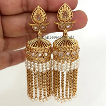 Long Gold Plated Polki Jhumka/Polki stone Jhumka/Indian Jewelry/Pakistani/Punjabi/Indian/Statement earring/Bridal earring/Indian wedding