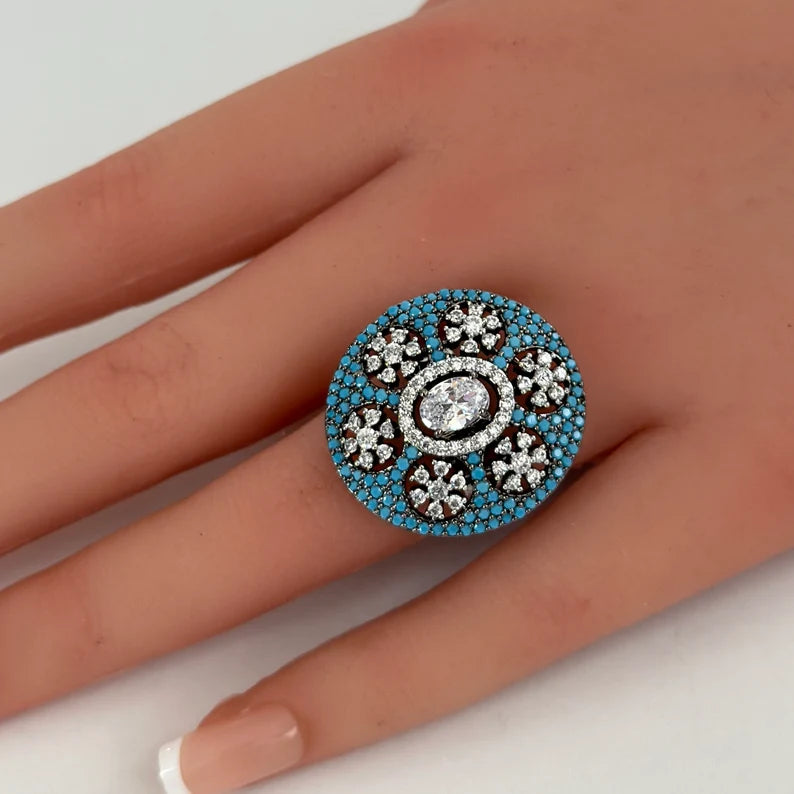 American Diamond Ring/Statement Ring/Adjustable Ring/Indian Ring/Pakistani Jewelry/Indian/Bollywood Jewelry/Indian Wedding/Cocktail Ring