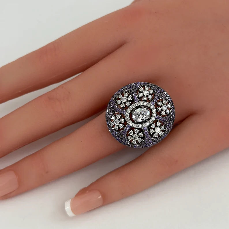 American Diamond Ring/Statement Ring/Adjustable Ring/Indian Ring/Pakistani Jewelry/Indian/Bollywood Jewelry/Indian Wedding/Cocktail Ring