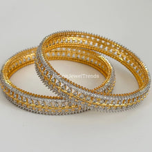 Set of 2 Cz Classic Bangles With 2 Tone Plating /CZ Bangles/Bracelet/Indian Party Bangles/CZ stone bangle/Indian wedding/bridal jewelry 2pcs