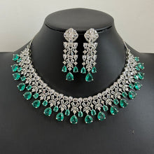 Emerald Green Silver CZ Diamond necklace/CZ Stones Necklace Set/Elegant/Unique Jewelry/Indian/Pakistani/Bollywood/Indian Wedding/Bridal