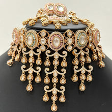 MintPink Premium quality gold plated silver foiled Kundan necklace/Kundan Jewelry/Multi color Kundan Choker/Indian Bridal/wedding