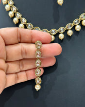 White Antique Polki Kundan necklace set/Reverse Ad Necklace/Statement necklace/Indian/Punjabi Necklace/Pakistani Jewelry/Bridal necklace/