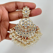 Pearl kundan Tikka Earring Set- Indian Bridal Maang Tikka, Teeka, Tika Pearl Jewelry For Women - Bollywood Bridesmaid Gift