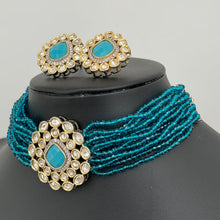 Blue Victorian Fine Kundan Necklace/Kundan Choker/Bollywood Jewelry/Indian wedding/Bridal jewelry/Indian Wedding/Pakistani/Punjabi