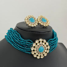 Blue Victorian Fine Kundan Necklace/Kundan Choker/Bollywood Jewelry/Indian wedding/Bridal jewelry/Indian Wedding/Pakistani/Punjabi