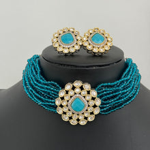 Blue Victorian Fine Kundan Necklace/Kundan Choker/Bollywood Jewelry/Indian wedding/Bridal jewelry/Indian Wedding/Pakistani/Punjabi