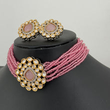Pink Victorian uncut polki Necklace, Sabyasachi Necklace, Statement Necklace, Semi Precious Designer necklace