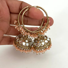 Mirror Hoop Earrings/Bali Jhumkas/Traditional ethnic hoop earrings/Trendy hoop earrings/Statement earrings/Bridal jewelry/Pakistani/Punjabi