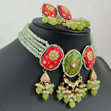 Mint Meenakari Kundan necklace /Rajwadi kundan necklace/Kundan Jewelry Set/Multi color Kundan Choker Set/Indian Bridal Choker set