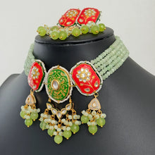 Mint Meenakari Kundan necklace /Rajwadi kundan necklace/Kundan Jewelry Set/Multi color Kundan Choker Set/Indian Bridal Choker set