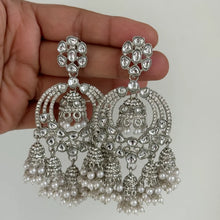 Restcoked Madhuri Dixit inspired chaandbali earrings/Bollywood Kundan Earrings/Indian Earrings/Pakistani/Statement Earrings/Long chandelier