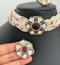 Ruby Victorian Dual Finish Premium kundan silver foiled necklace/Kundan choker/statement/Bollywood/Pakistani/Punjabi/Bridal/Indian wedding