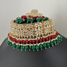 Ruby Green Pearl Kundan Choker set/Indian Jewelry/Pakistani necklace/indian wedding set/Bridal necklace set/bollywood jewelry/punjabi