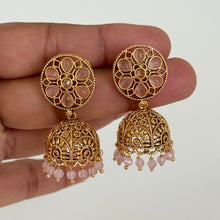 Gold plated Polki Jhumka/stone Jhumka/Indian Jewelry/Pakistani/Punjabi/Indian/Statement earring/Bridal earring/Indian wedding