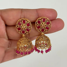 Gold plated Polki Jhumka/stone Jhumka/Indian Jewelry/Pakistani/Punjabi/Indian/Statement earring/Bridal earring/Indian wedding