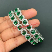 Emerald Ruby Silver Diamond Bangles/CZ Bangles/Indian bangles/Bridal bangles/Bracelet/Indian Wedding Jewelry/CZ bangle/wedding bangles