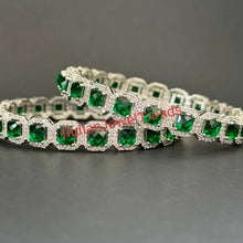 Emerald Ruby Silver Diamond Bangles/CZ Bangles/Indian bangles/Bridal bangles/Bracelet/Indian Wedding Jewelry/CZ bangle/wedding bangles