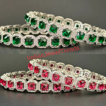 Emerald Ruby Silver Diamond Bangles/CZ Bangles/Indian bangles/Bridal bangles/Bracelet/Indian Wedding Jewelry/CZ bangle/wedding bangles