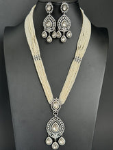 White Pearl kundan CZ long Necklace ,CZ Diamond Long Necklace/Indian Long Necklace/Indian wedding/Bridal jewelry/Pakistani/Punjabi